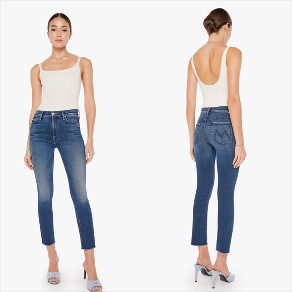 Mother jeans the midrise dazzler ankle fray Cest La Vi wash